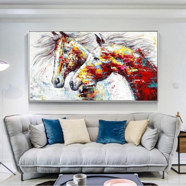 Abstract Colorful Horses Wall Art Canvas Print - Image 3