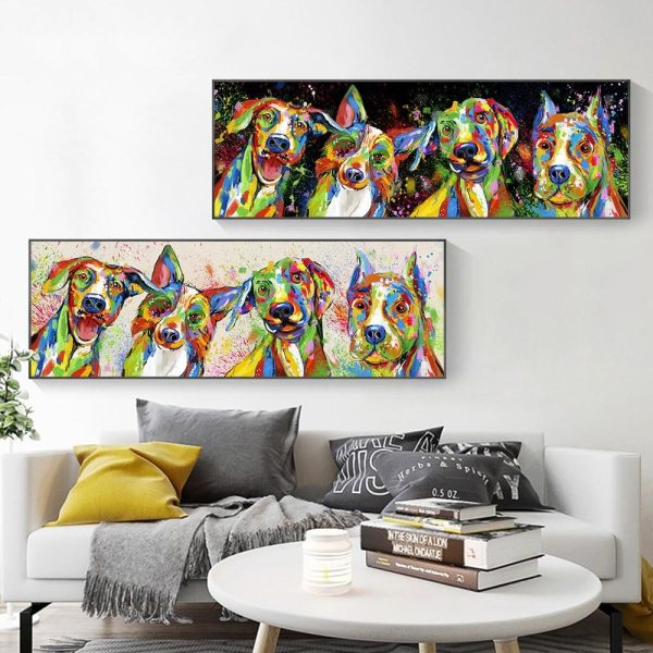 Abstract Colorful Dogs Canvas Wall Paintings - Image 3
