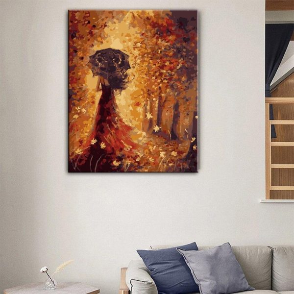 Abstract Girl with Umbrella Wall Art Canvas Print - Image 5