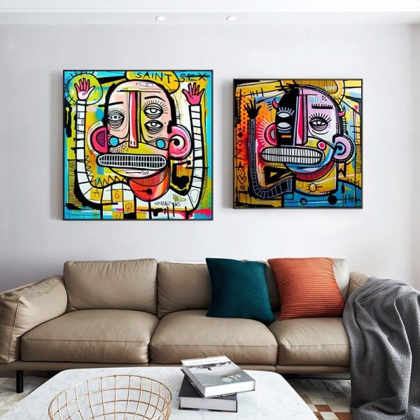 Graffiti Abstract Face Wall Art Canvas Painting