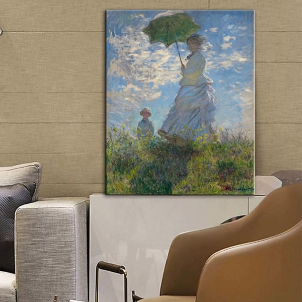 Woman with an Umbrella Claude Monet Wall Art Canvas Print