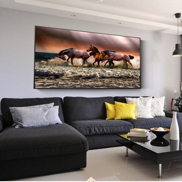 Horses Running on the Waves Wall Art Canvas Print - Image 6
