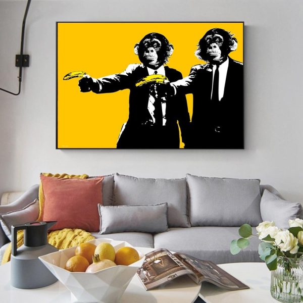 Funny Monkeys with Bananas Canvas Print Picture - Image 3