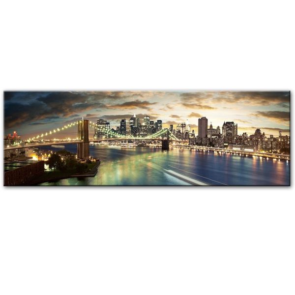 Brooklyn Bridge Night New York Wall Art Canvas Print - Image 3