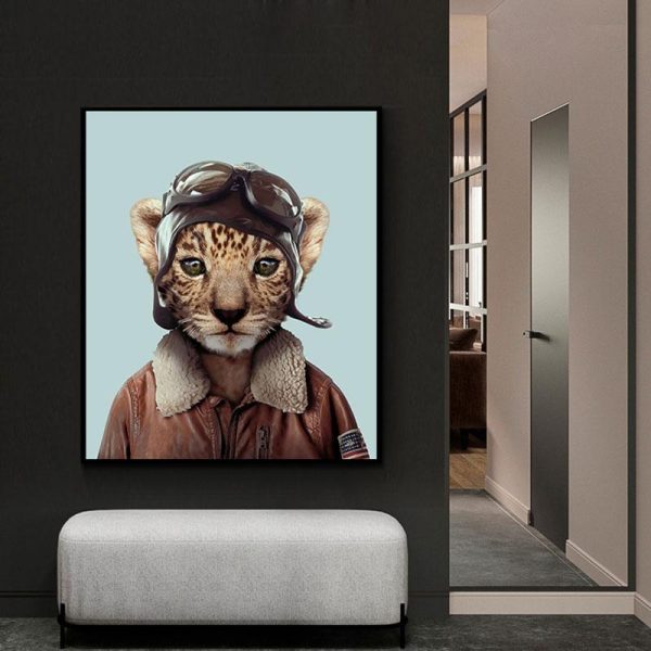 Cute Pilot Cat Wall Art Canvas Painting - Image 3