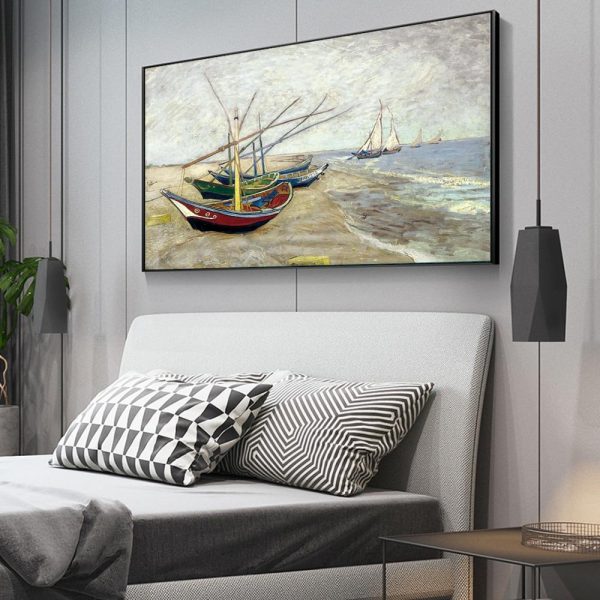 Fishing Boats on the Beach from Sainte-Marie Van Gogh Canvas Print - Image 2