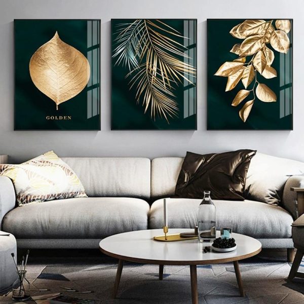 Gold Leaf Canvas Abstract Painting - Image 4