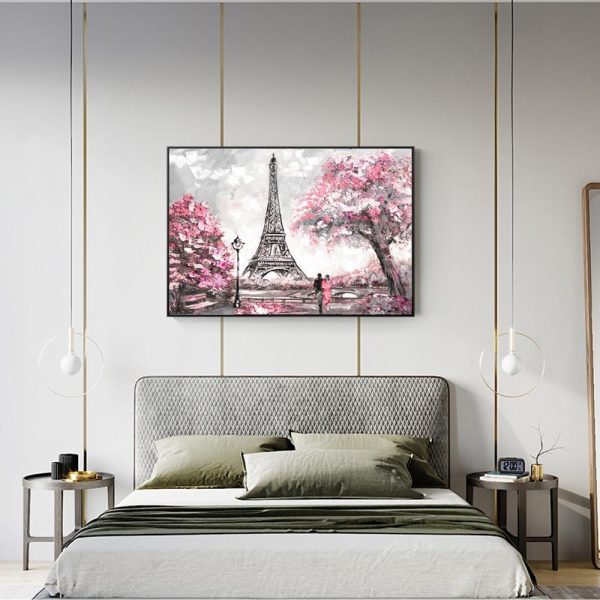 Romantic Paris Street Near the Eiffel Tower Wall Canvas Print - Image 6