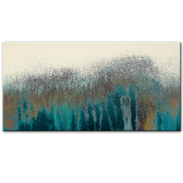 Abstract Turquoise Splash and Spray Wall Art Canvas Print - Image 3