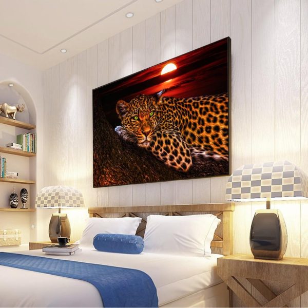 Leopard at Sunset Canvas Art Painting Wall Poster - Image 2