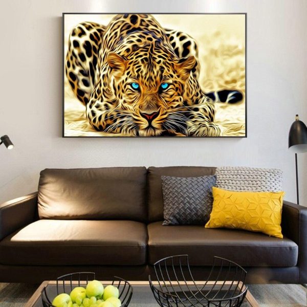 Golden Leopard Canvas Wall Painting - Image 4