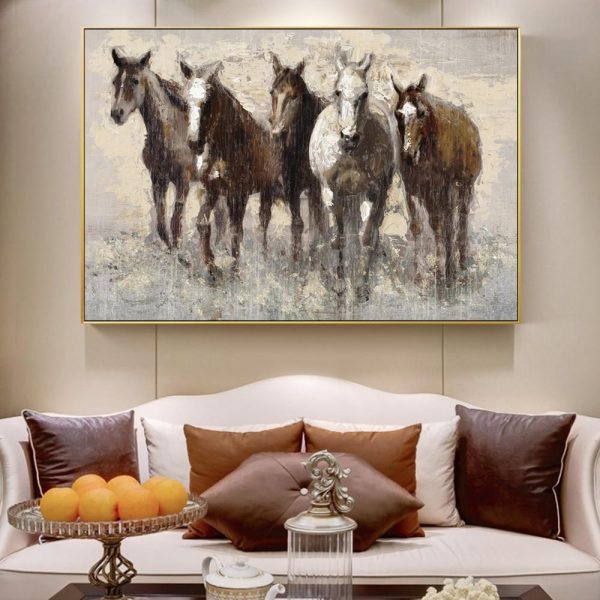 Abstract Majestic Horses Canvas Print Wall Art Picture