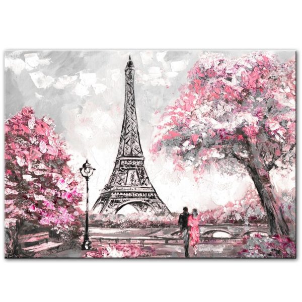 Romantic Paris Street Near the Eiffel Tower Wall Canvas Print - Image 3