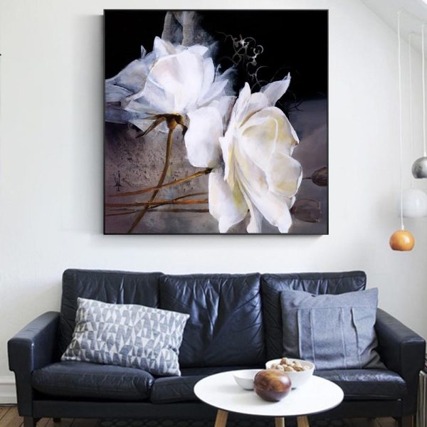 Large White Flowers Wall Art Canvas Print - Image 5