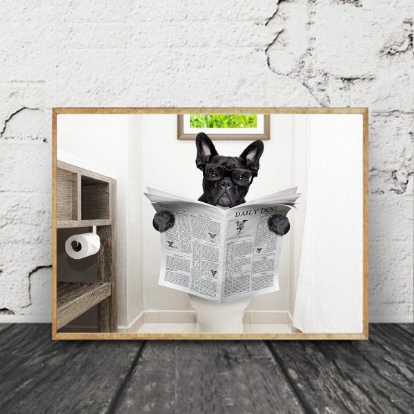 Funny Dog Reading Newspaper Wall Art Animal Poster - Image 2