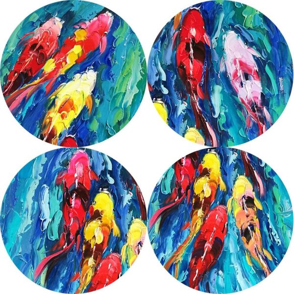 Abstract Swiming Fishes Canvas Wall  Paintings - Image 4