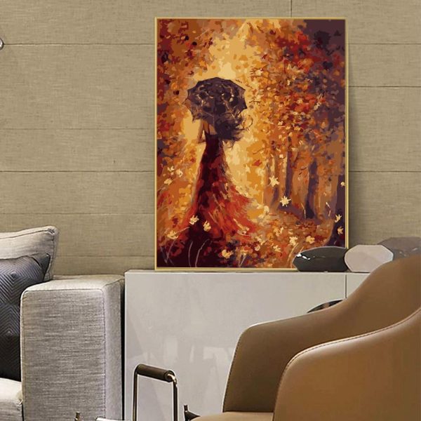 Abstract Girl with Umbrella Wall Art Canvas Print