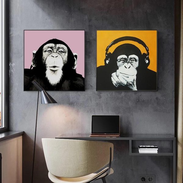 Graffiti Funny Orangutan Wall Art Canvas Picture - Image 3