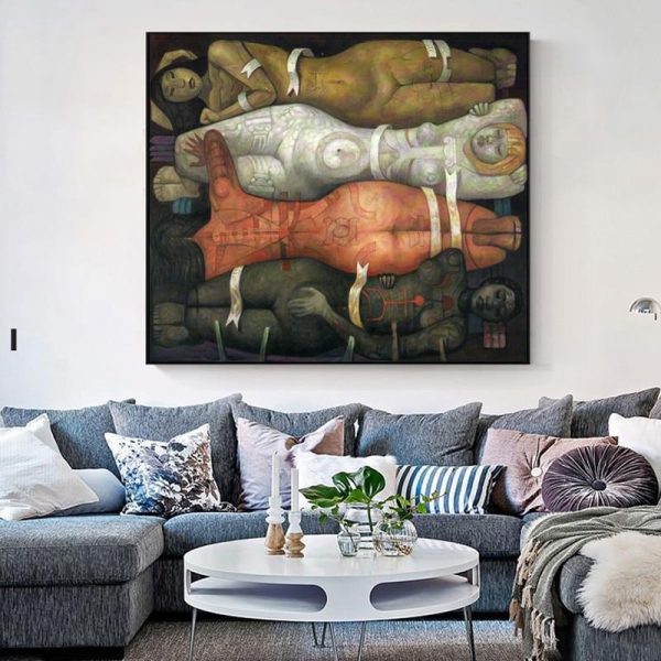 Abstract Colorful Nude Women Wall Art Canvas Print - Image 3