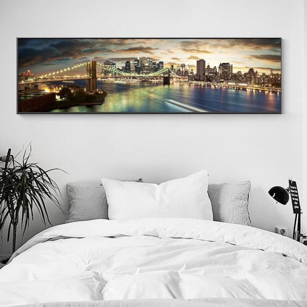 Brooklyn Bridge Night New York Wall Art Canvas Print - Image 2