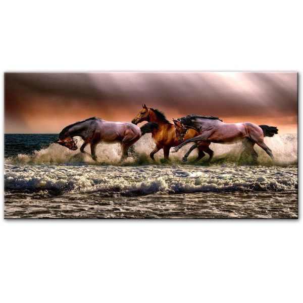 Horses Running on the Waves Wall Art Canvas Print - Image 3