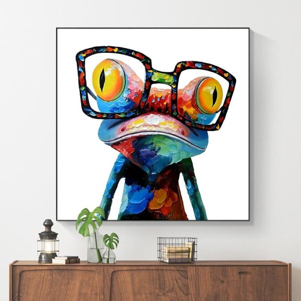 Frog with Glasses Canvas Wall Art Painting