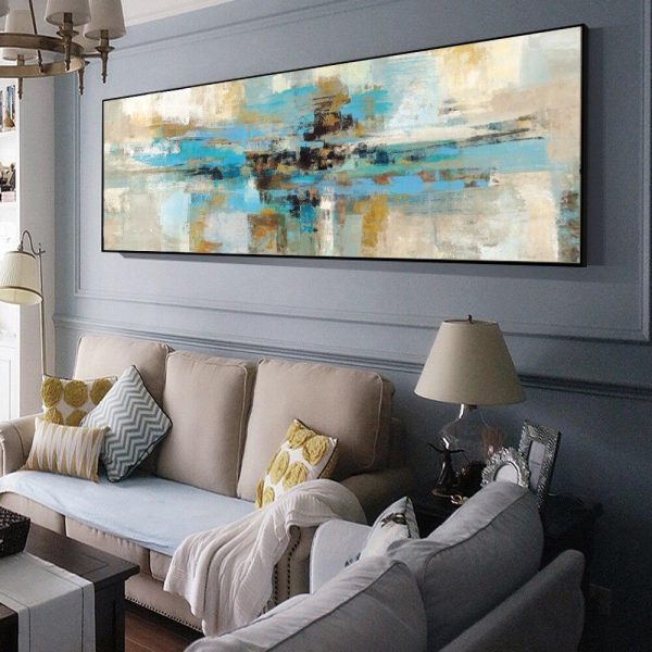 Abstract LandscapeTurquoise Color Wall Art Canvas Print - Image 2