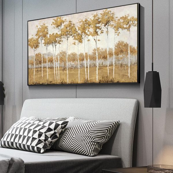 Golden Trees Wall Art Canvas Print - Image 2