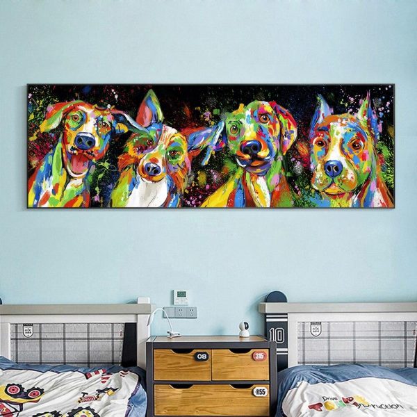 Abstract Colorful Dogs Canvas Wall Paintings - Image 4