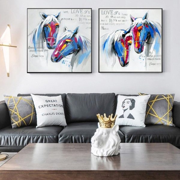 Couple Of Horse Canvas Wall Art Paintings - Image 4