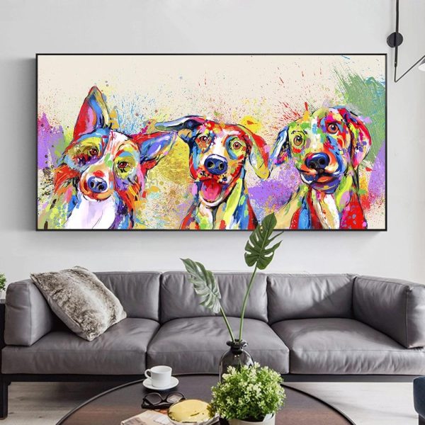 Colorful Funny Dogs Wall Art Canvas Print