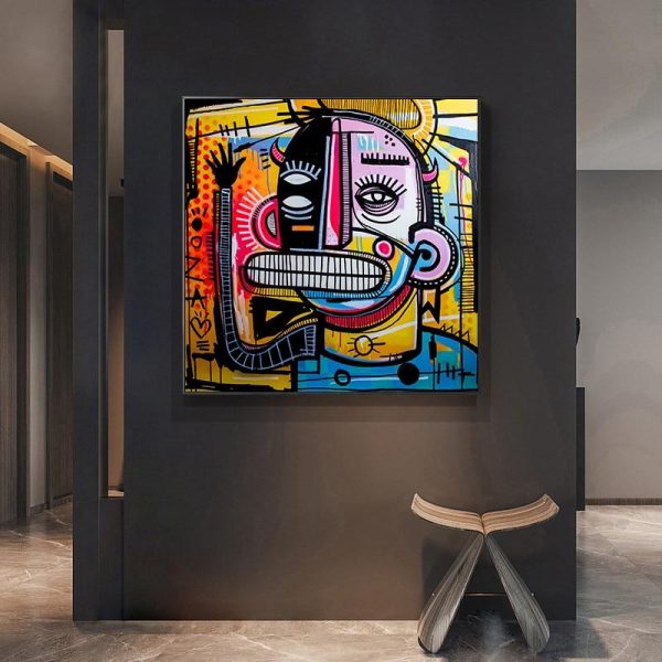 Graffiti Abstract Face Wall Art Canvas Painting - Image 3