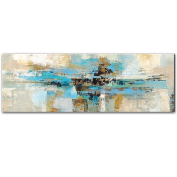 Abstract LandscapeTurquoise Color Wall Art Canvas Print - Image 3