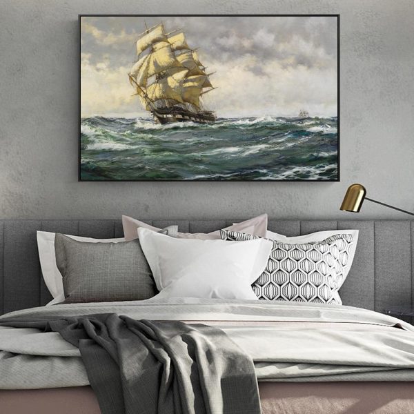 Seascape Ship Sailing Wall Art Canvas Print