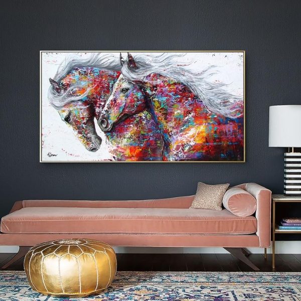 Abstract Colorful Horses Wall Art Canvas Print