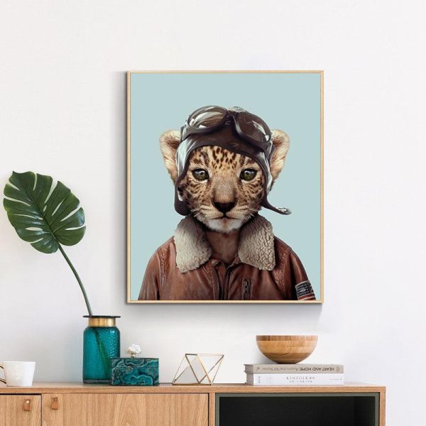 Cute Pilot Cat Wall Art Canvas Painting - Image 2