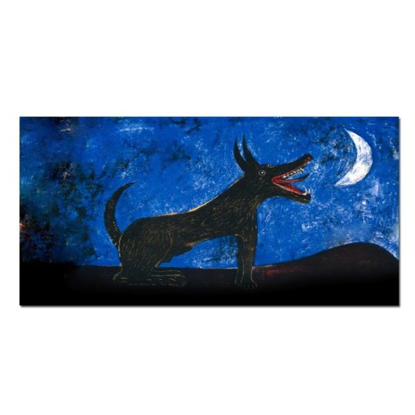 Dog Howling at the Moon Graffiti Canvas Print Wall Picture - Image 4
