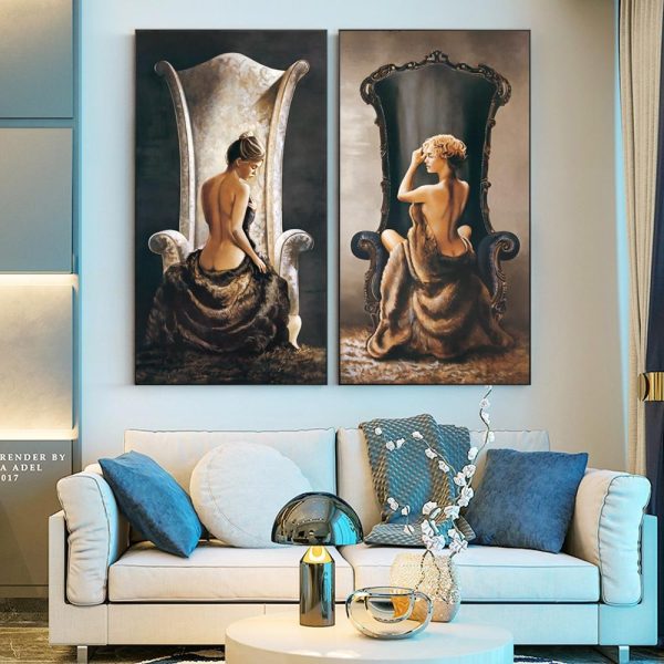 Half Nude Lady on the Armchair Wall Art Canvas Print - Image 6