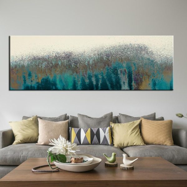 Abstract Splashes of Paint Turquoise Color Wall Art Canvas Print - Image 5