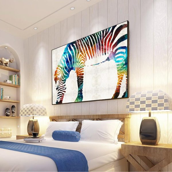 Multicolor Zebra Wall Art Canvas Print - Image 2