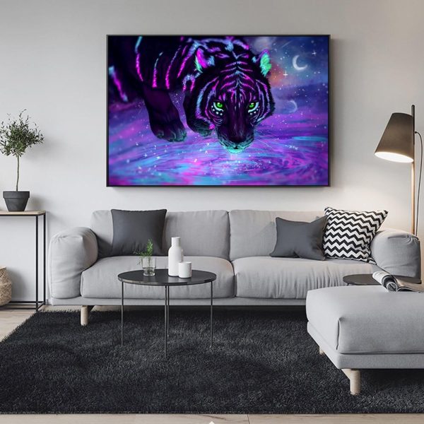 Galaxy Stars Tigers Canvas Wall Paintings