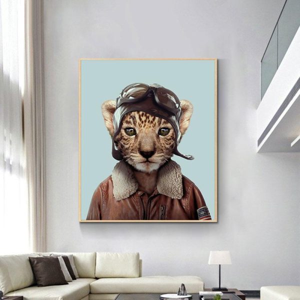 Cute Pilot Cat Wall Art Canvas Painting - Image 4
