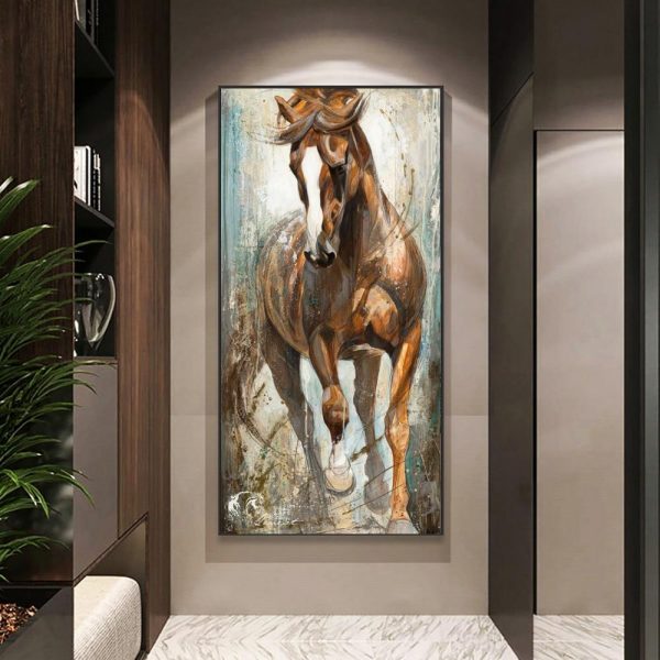 Abstract Running Horse Wall Art Canvas Print - Image 2