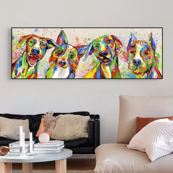 Abstract Colorful Dogs Canvas Wall Paintings