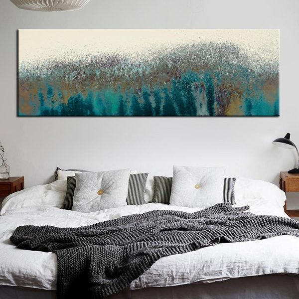 Abstract Splashes of Paint Turquoise Color Wall Art Canvas Print - Image 6