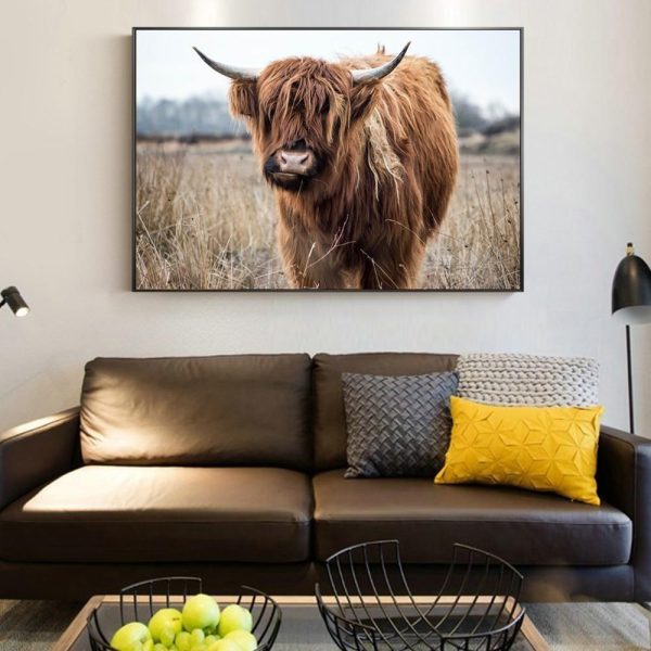 Highland Cow in the Pasture Wall Art Canvas Print - Image 6