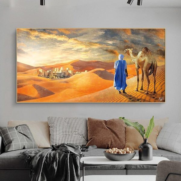 Desert Landscape Bedouin with Camel Wall Art Canvas Print - Image 3