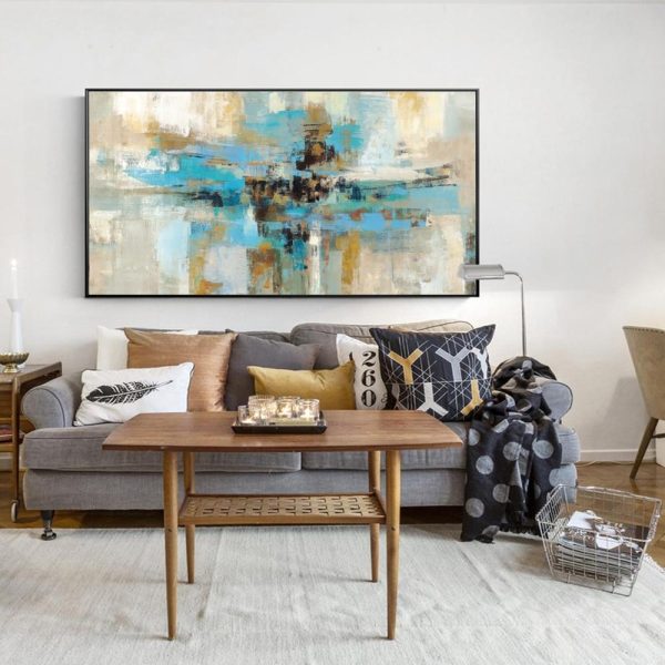 Abstract Turquoise Color Strokes Wall Art Canvas Print - Image 6