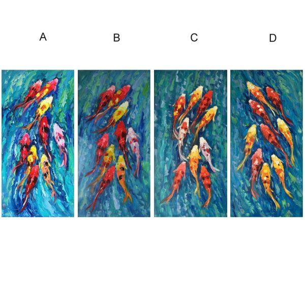 Abstract Swiming Fishes Canvas Wall  Paintings - Image 3
