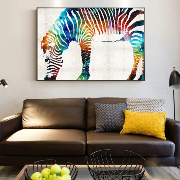 Multicolor Zebra Wall Art Canvas Print - Image 5